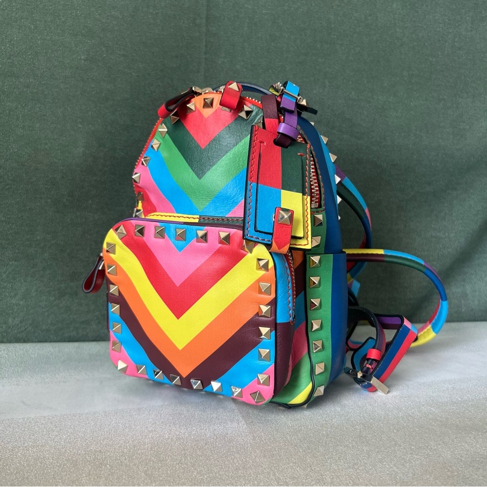 Valentino Garavani Multicolor Leather 1973 Rockstud Backpack Mini